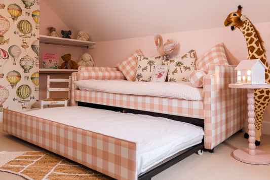 The Posie Upholstered Pink Gingham Children's Bed