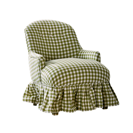 Upholstered Childrens Chair Green Gingham