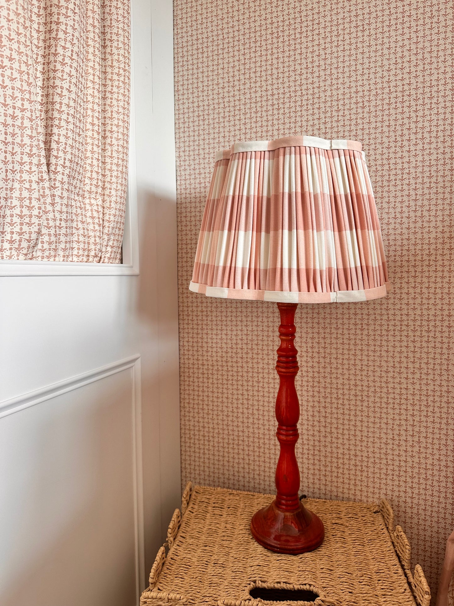Pleated Scalloped Lampshade 35cm Pink and Blue PRE ORDER JULY