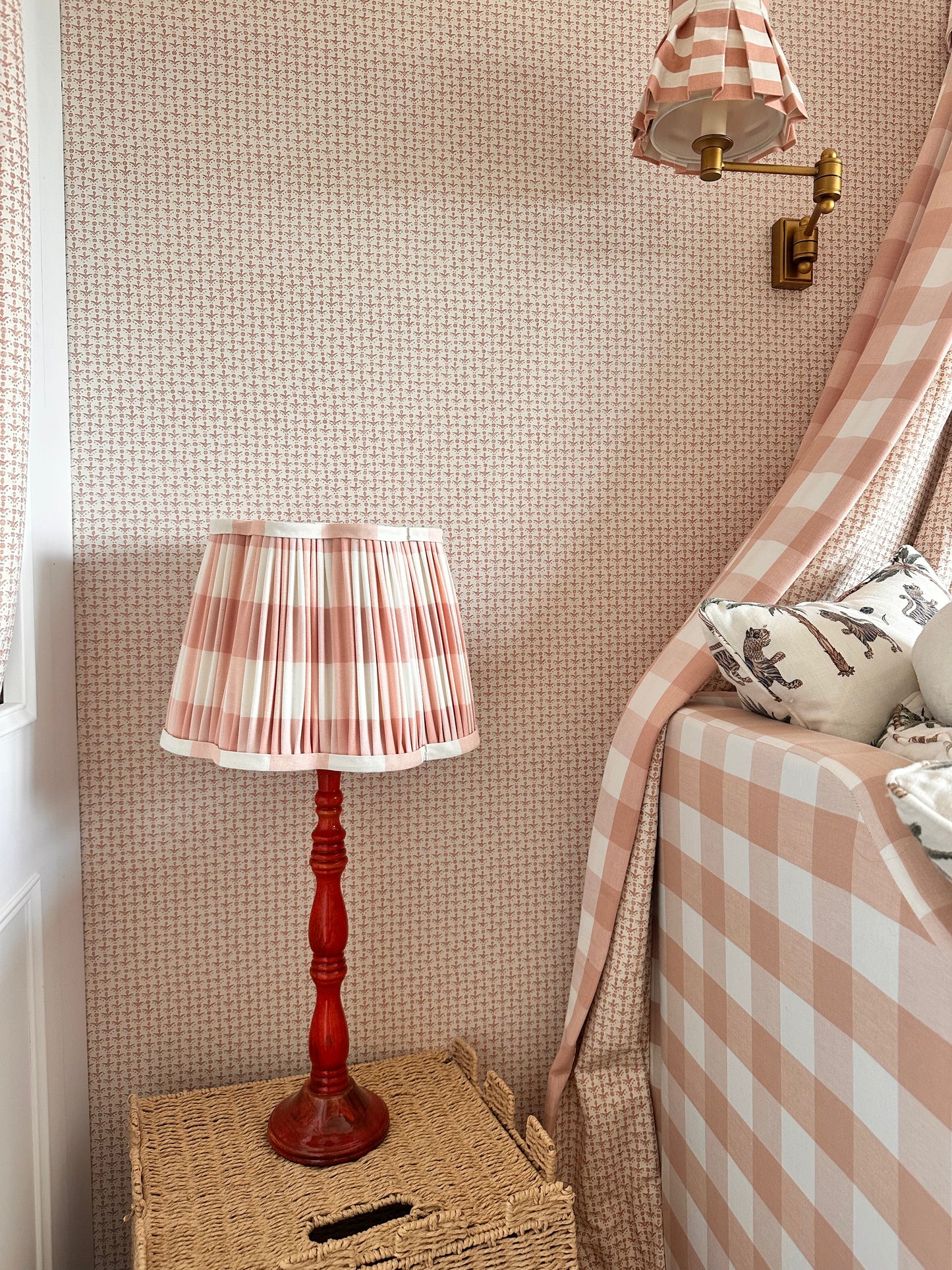Pleated Scalloped Lampshade 35cm Pink and Blue PRE ORDER JULY