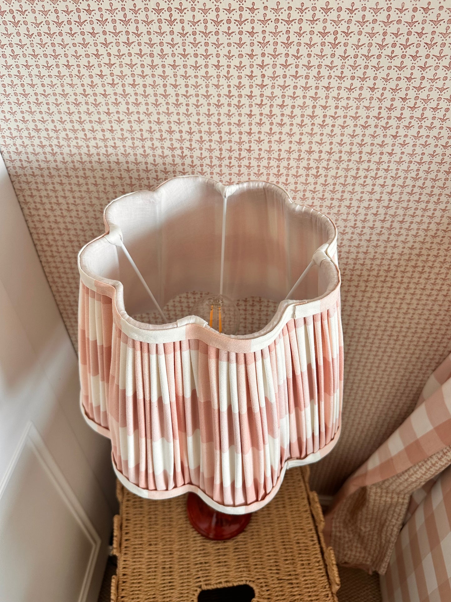 Pleated Scalloped Lampshade 35cm Pink and Blue PRE ORDER JULY