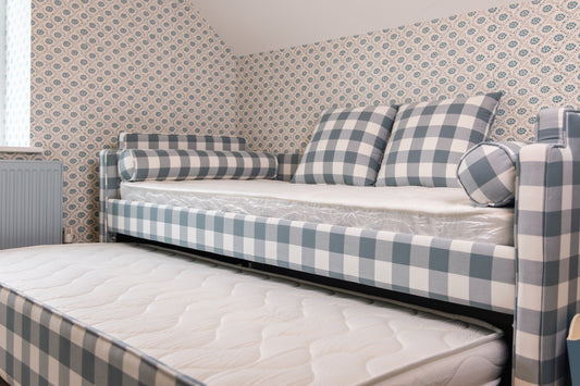The Posie Upholstered Blue Gingham Childrens Bed