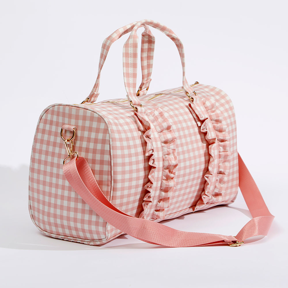 Gingham Overnight Bag Pink