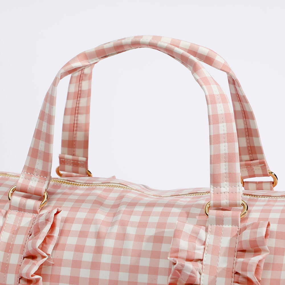 Gingham Overnight Bag Pink