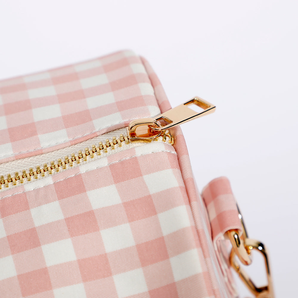 Gingham Overnight Bag Pink