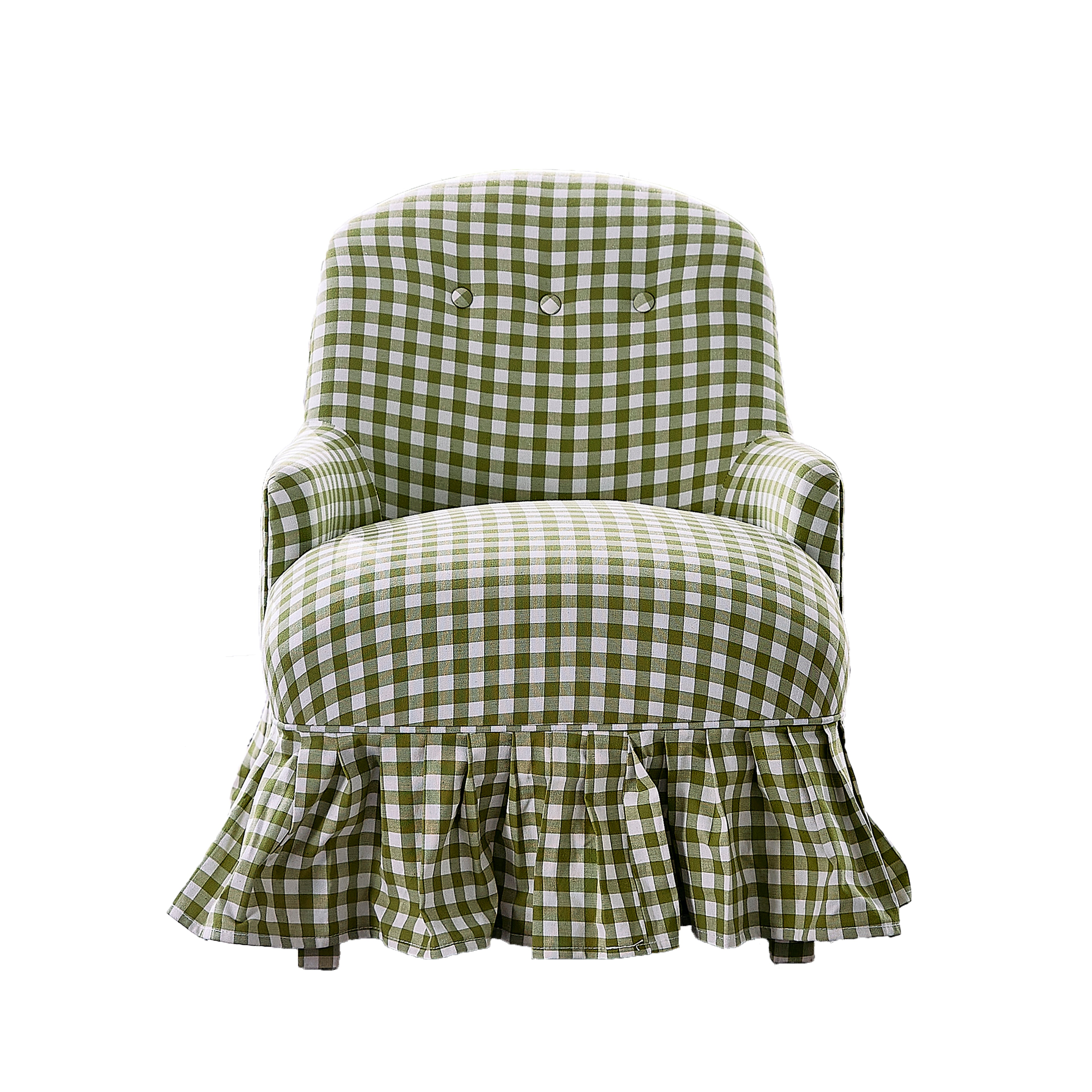Upholstered Childrens Chair Green Gingham
