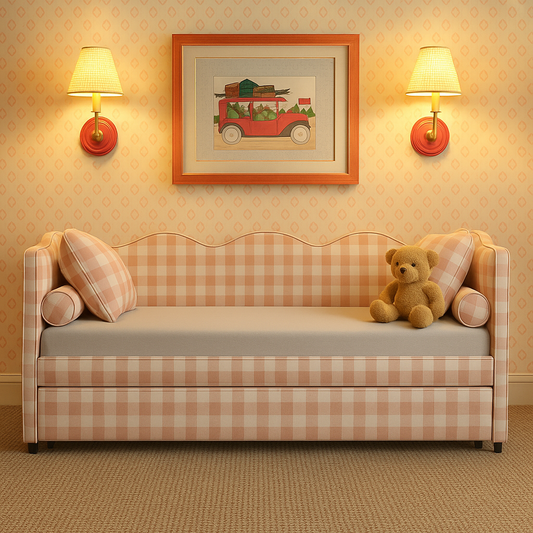 The Lochlan Day Bed -Wavy Pink Gingham PRE ORDER