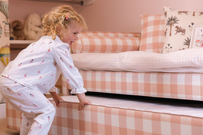 PRE ORDER Upholstered Pink Gingham Children's Bed