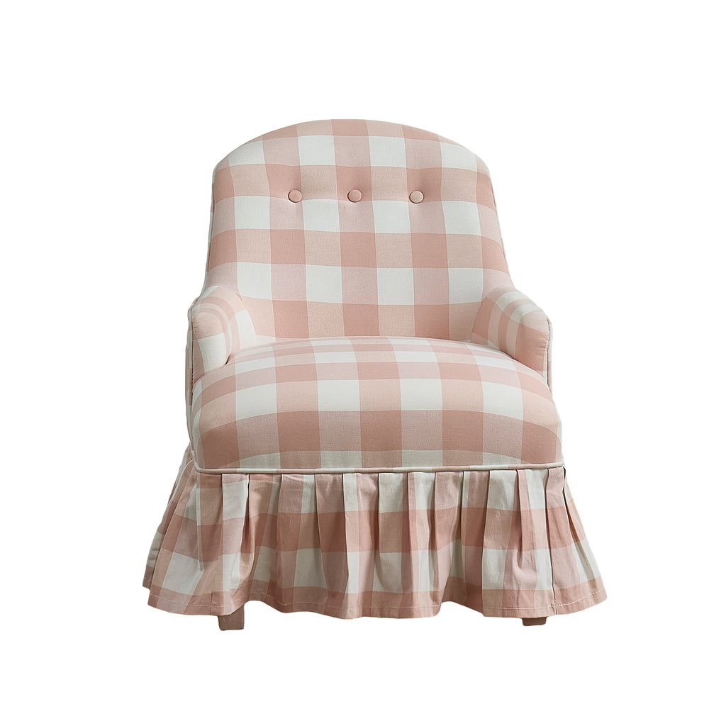 Upholstered Childrens Chair Pink Gingham