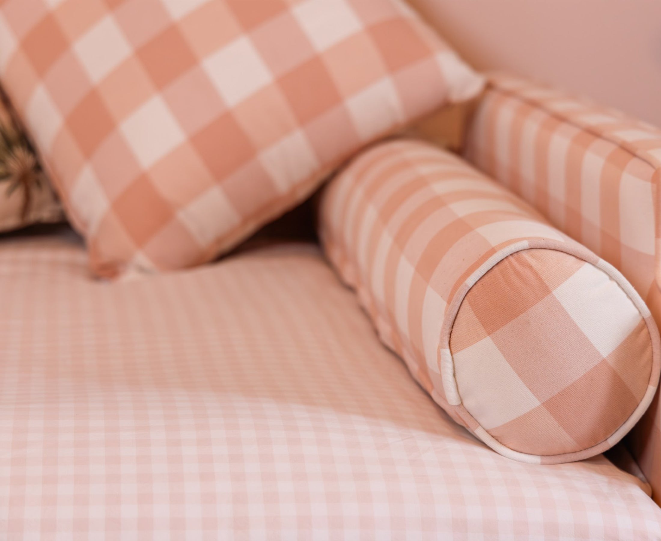 The Posie Upholstered Pink Gingham Single Bed