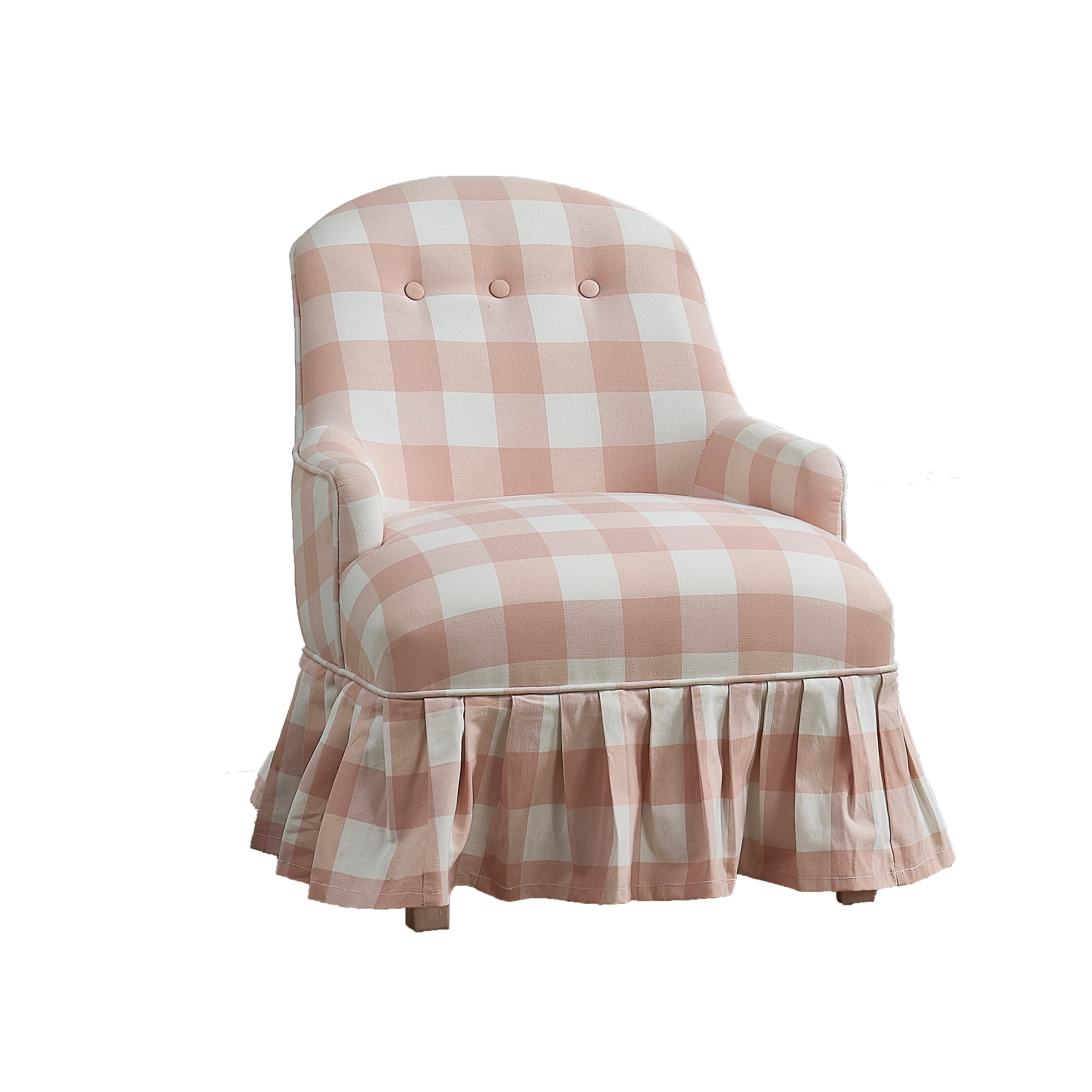 Upholstered Childrens Chair Pink Gingham