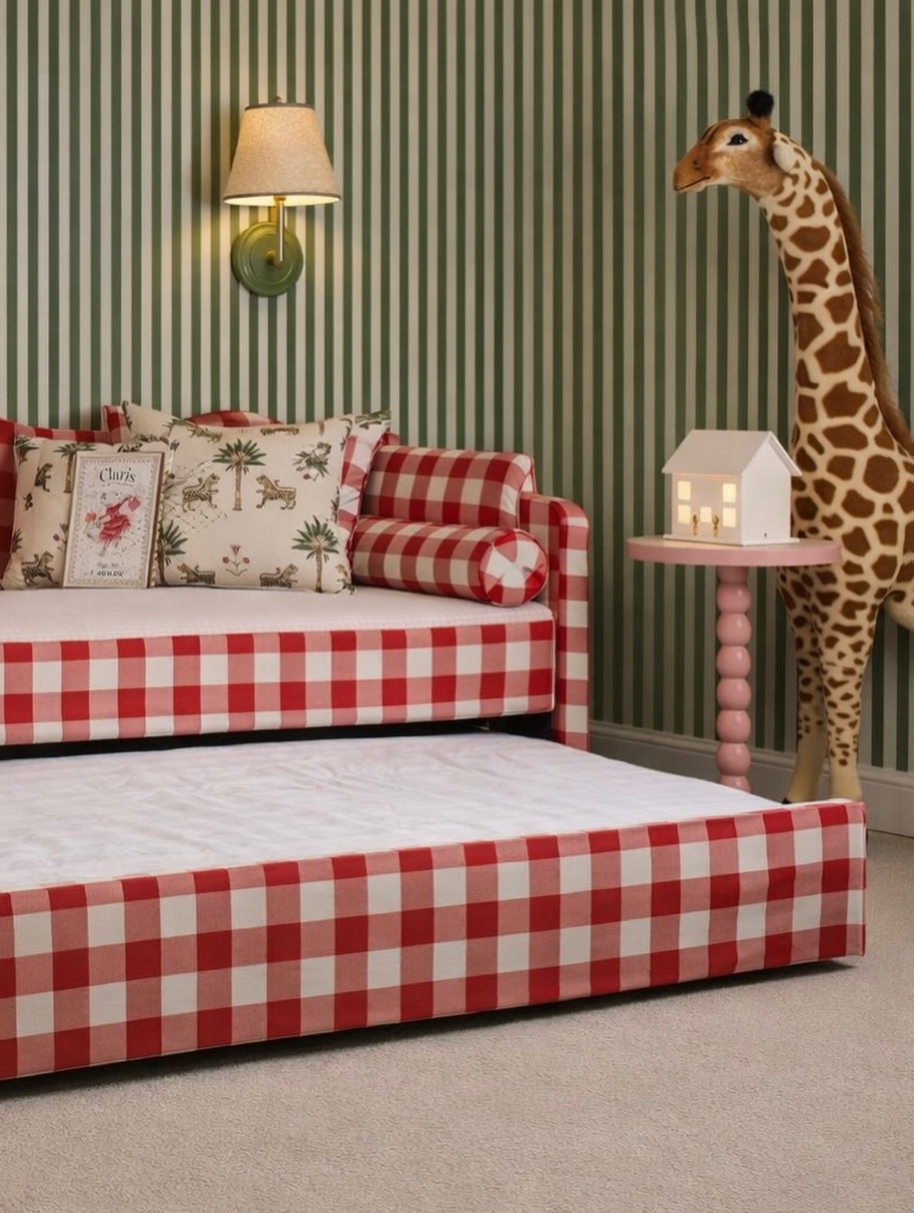 Posie Red Gingham Bed Trundle Bed