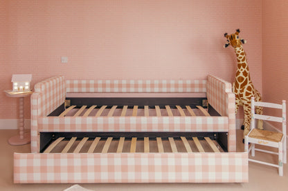 PRE ORDER Upholstered Pink Gingham Children's Bed