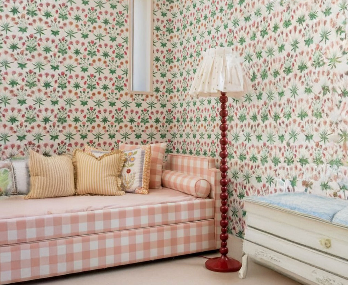 The Posie Upholstered Pink Gingham Children Bed