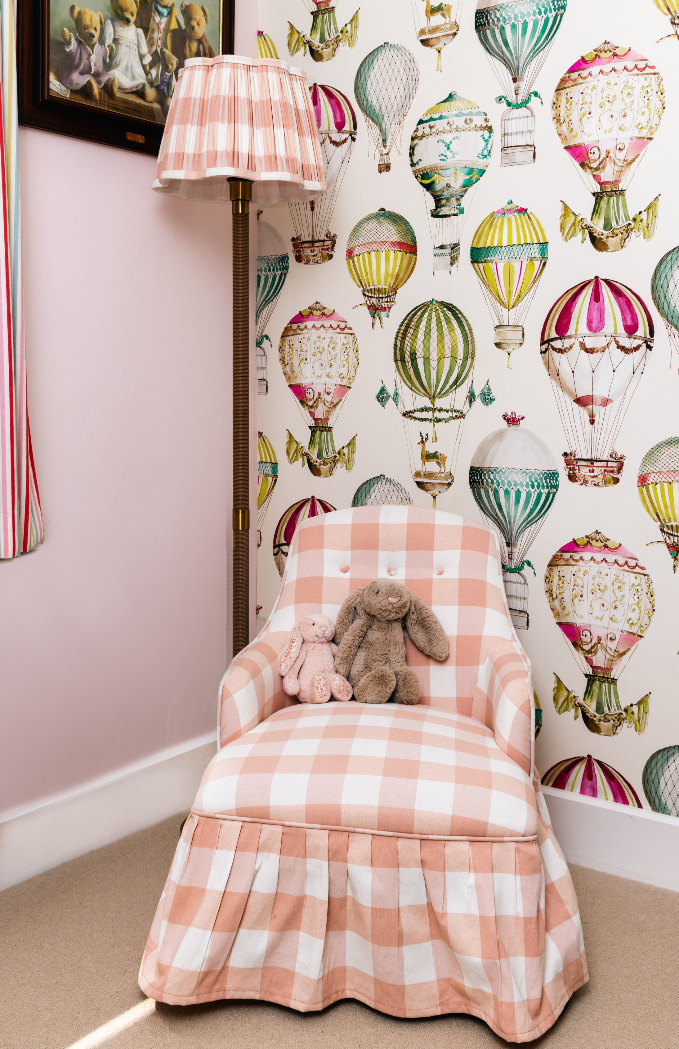 Upholstered Childrens Chair Pink Gingham