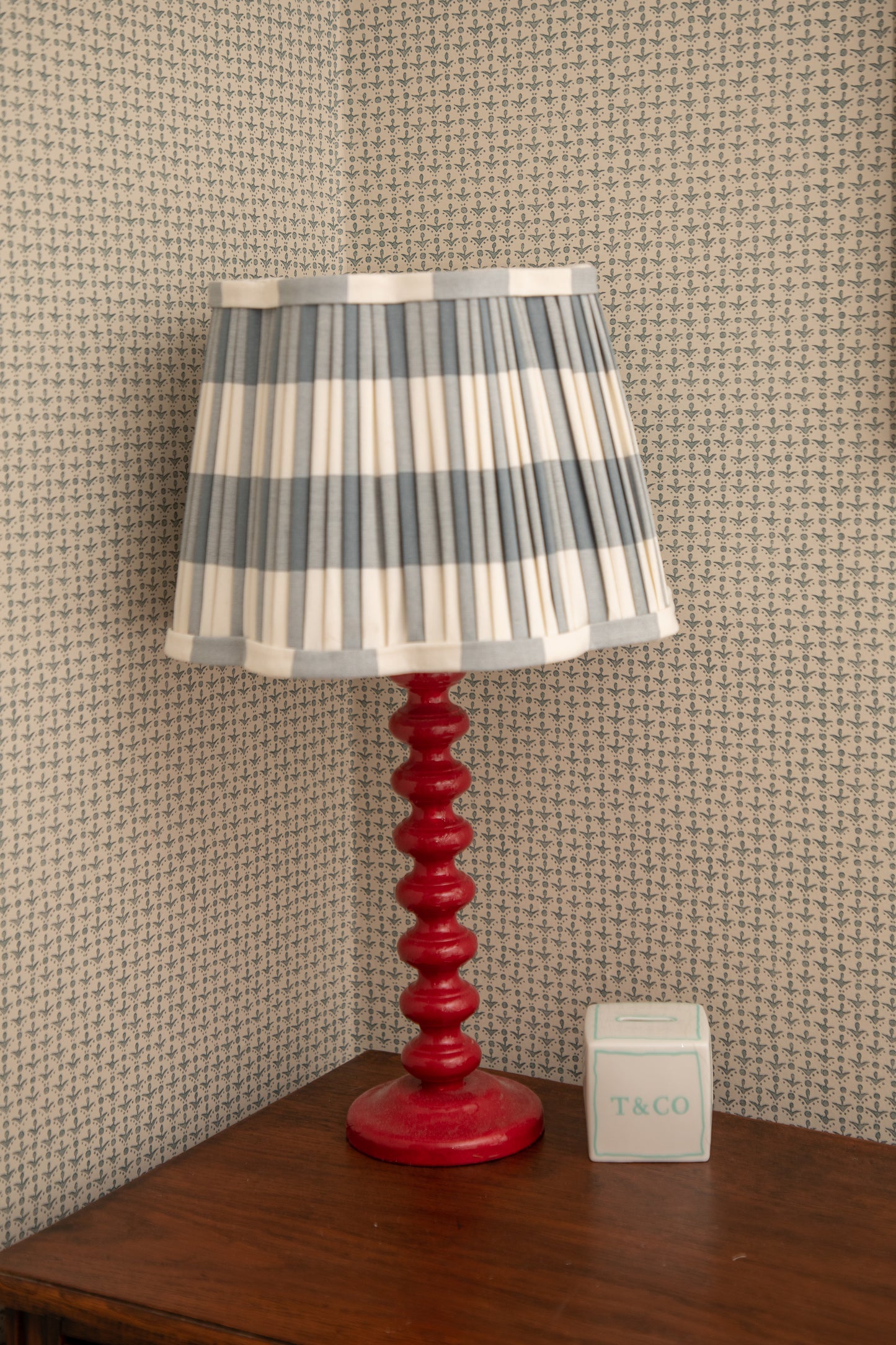Pleated Scalloped Lampshade 35cm Blue
