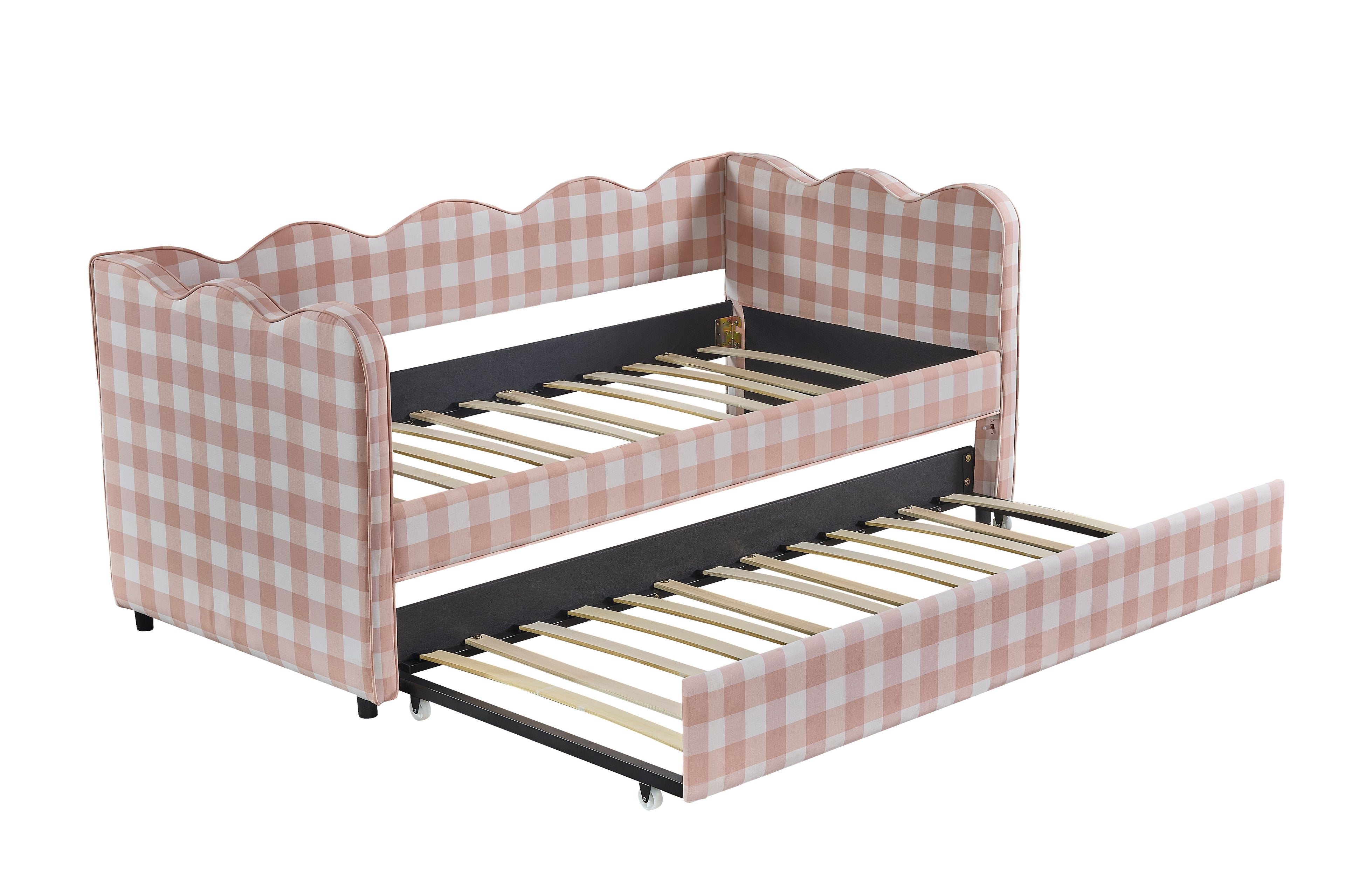 The Lochlan Trundle Bed - Wavy Pink Gingham