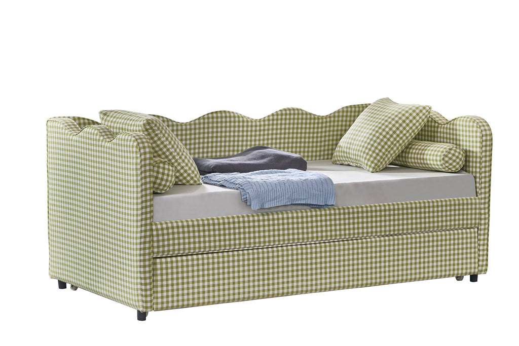 The Lochlan Trundle Bed - Wavy Green Gingham PRE ORDER