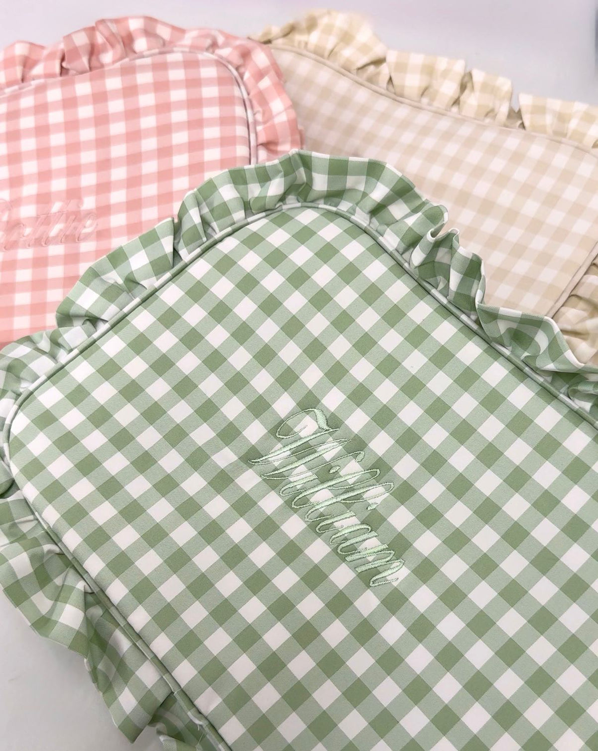 Gingham Ruffle Wash Bag for Children