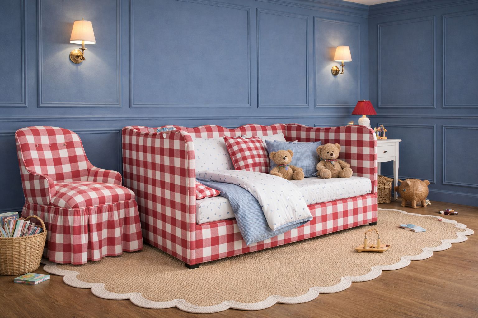 Lochlan Red Gingham Single Bed