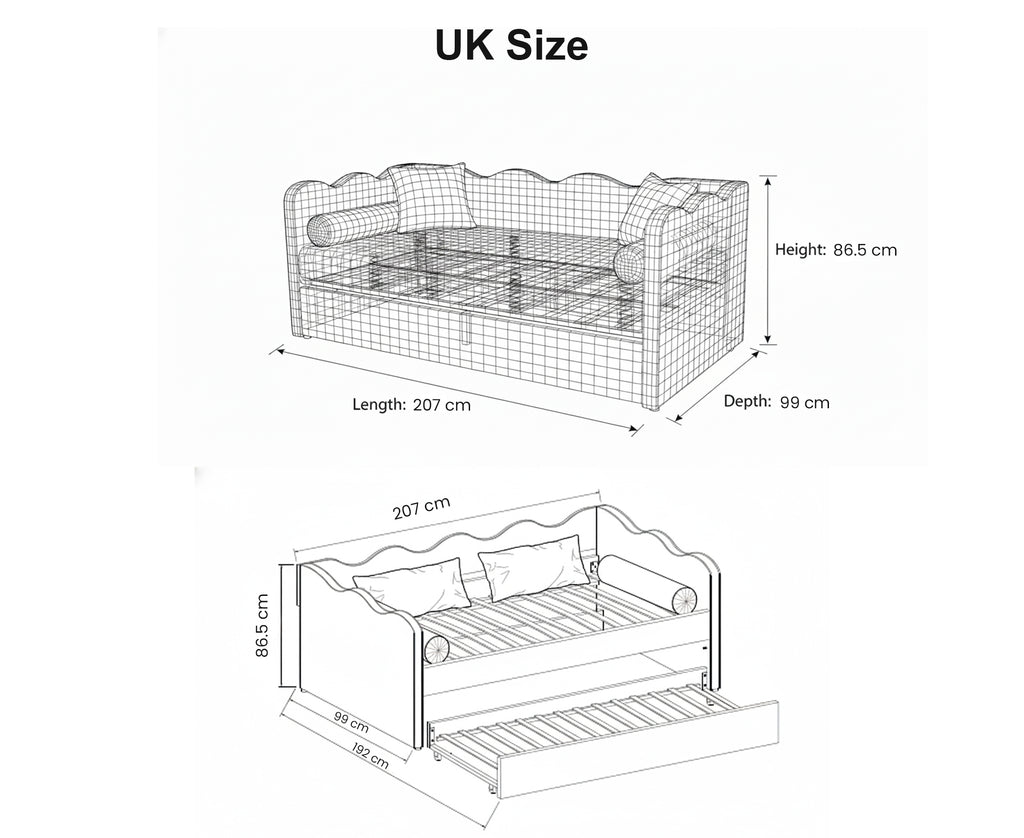The Lochlan Trundle Bed - Wavy Pink Gingham