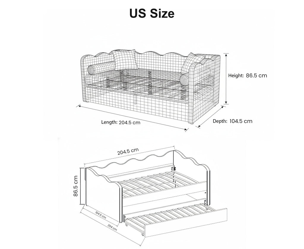 The Lochlan Trundle Bed - Wavy Green Gingham PRE ORDER