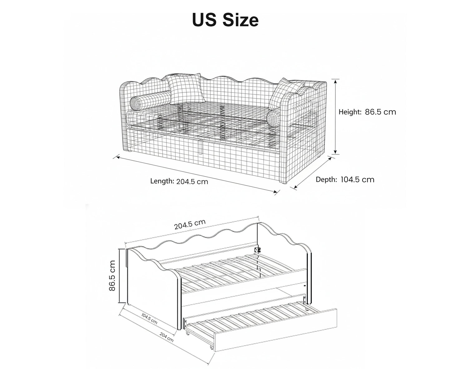 The Lochlan Trundle Bed - Wavy Green Gingham