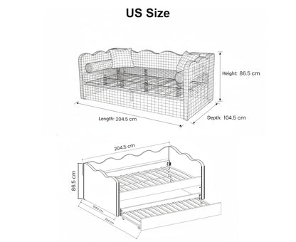 The Lochlan Trundle Bed - Wavy Green Gingham