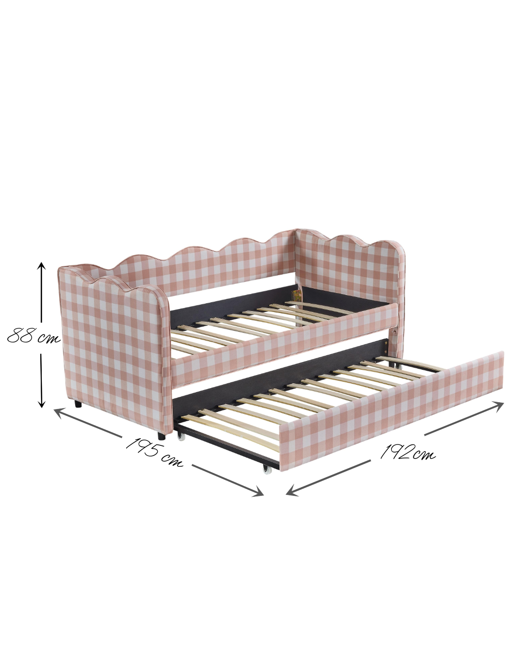 The Lochlan Day Bed -Wavy Pink Gingham