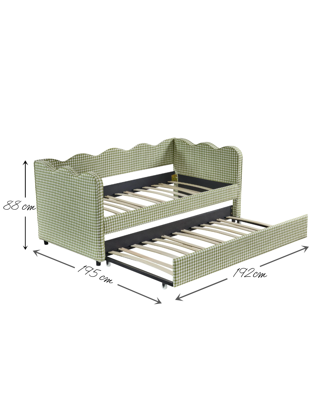 The Lochlan Day Bed -Wavy Green Gingham