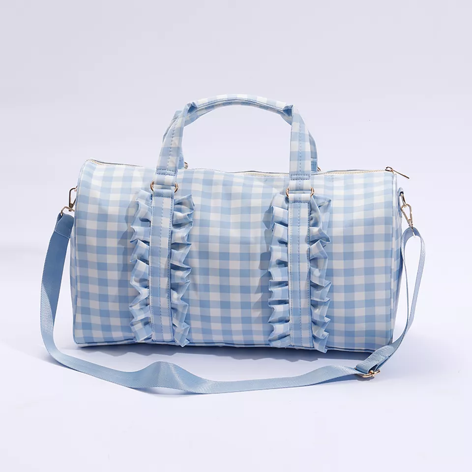 Gingham Overnight Bag Blue