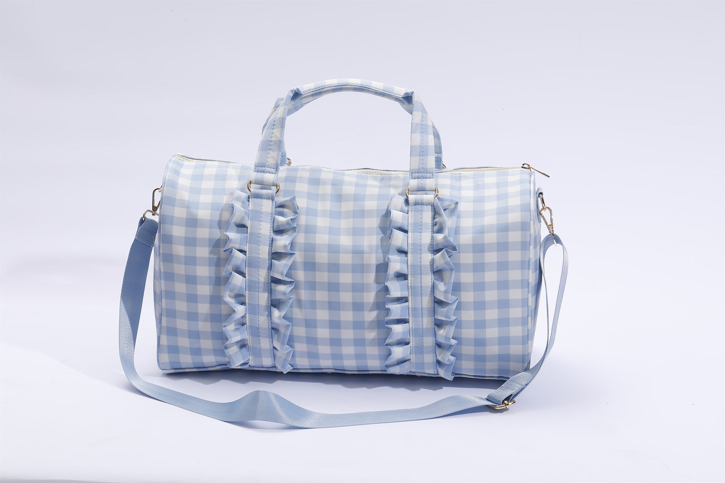 Gingham Overnight Bag Blue