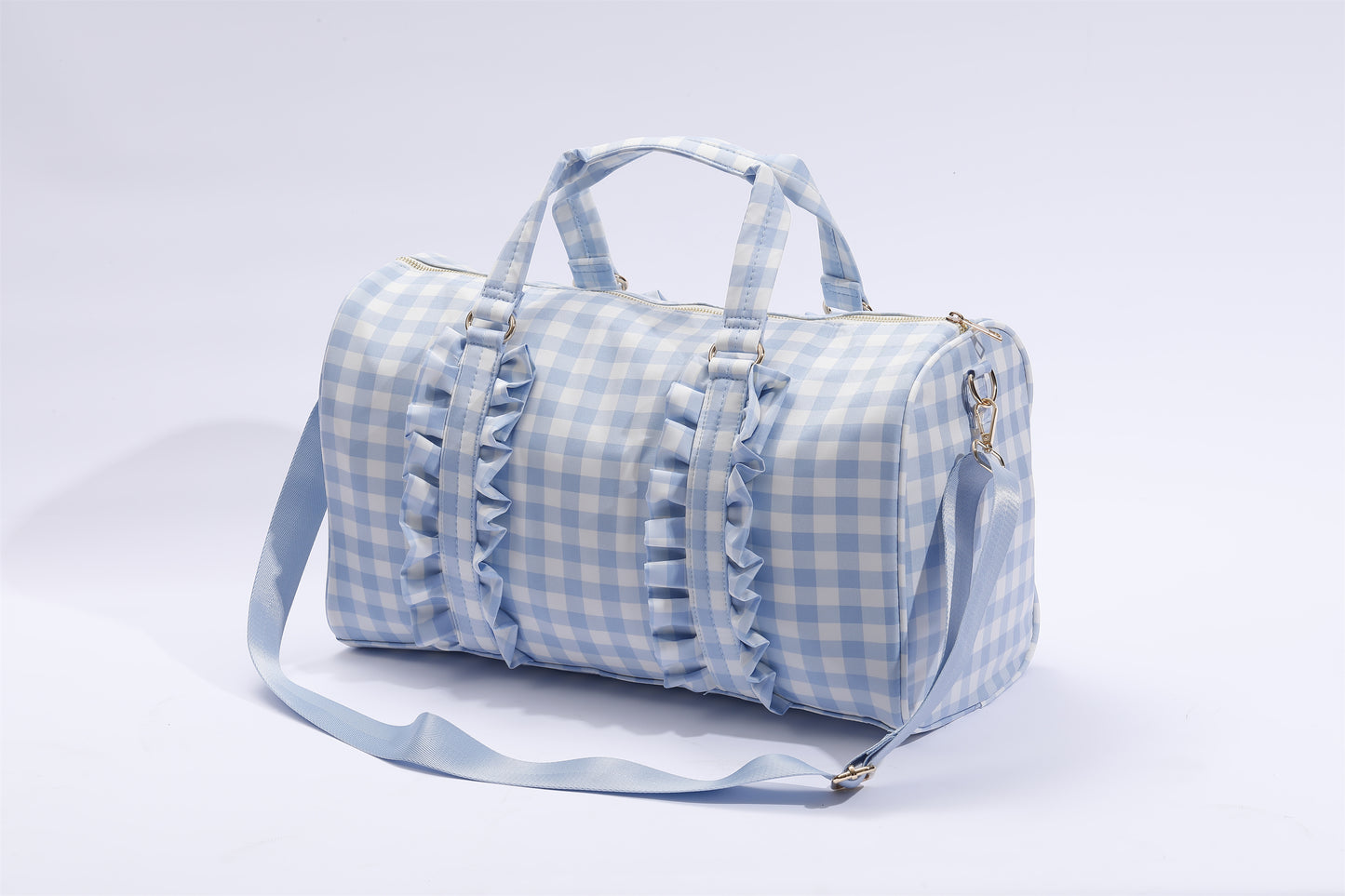 Gingham Overnight Bag Blue