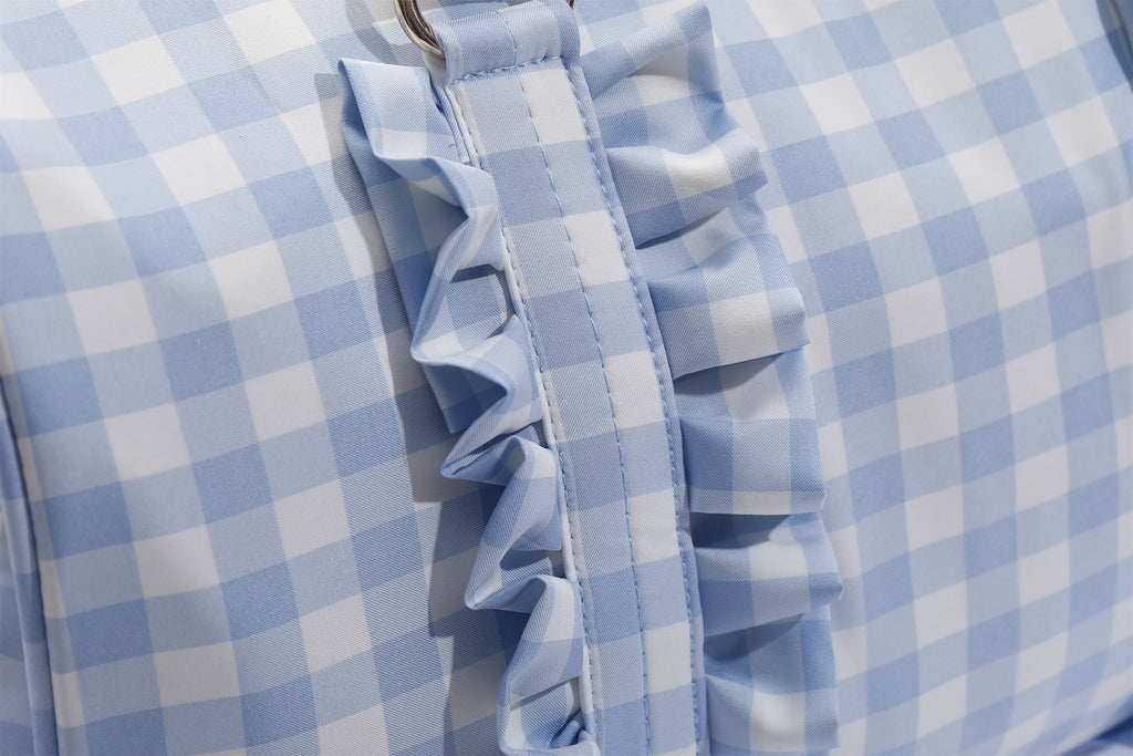 Gingham Overnight Bag Blue