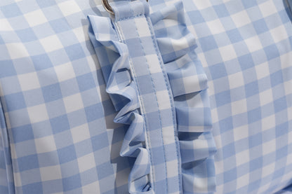 Gingham Overnight Bag Blue