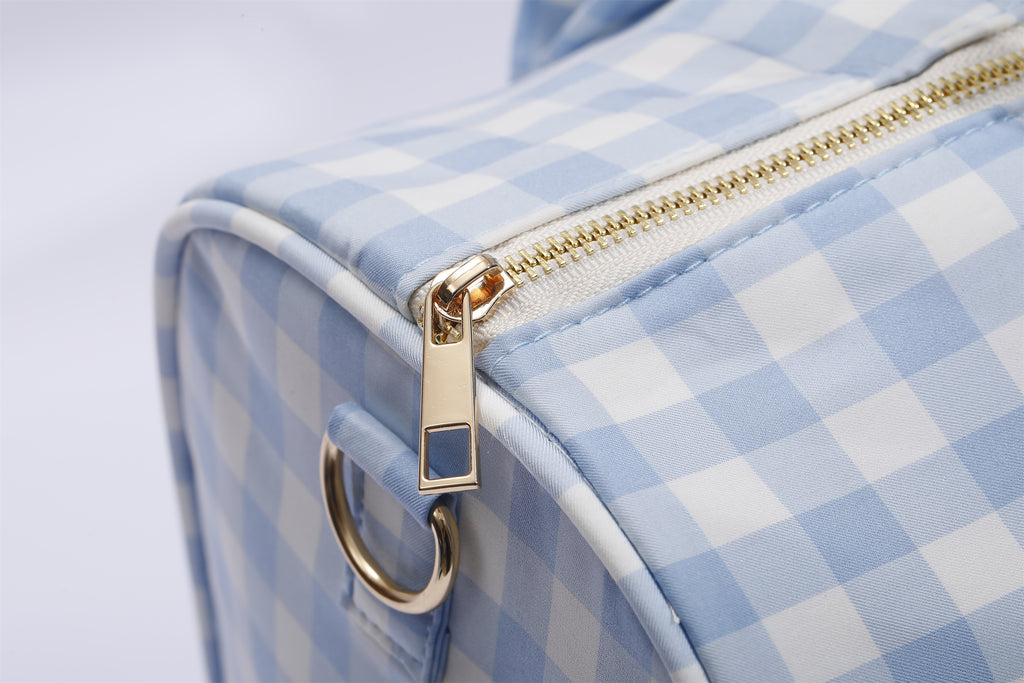 Gingham Overnight Bag Blue
