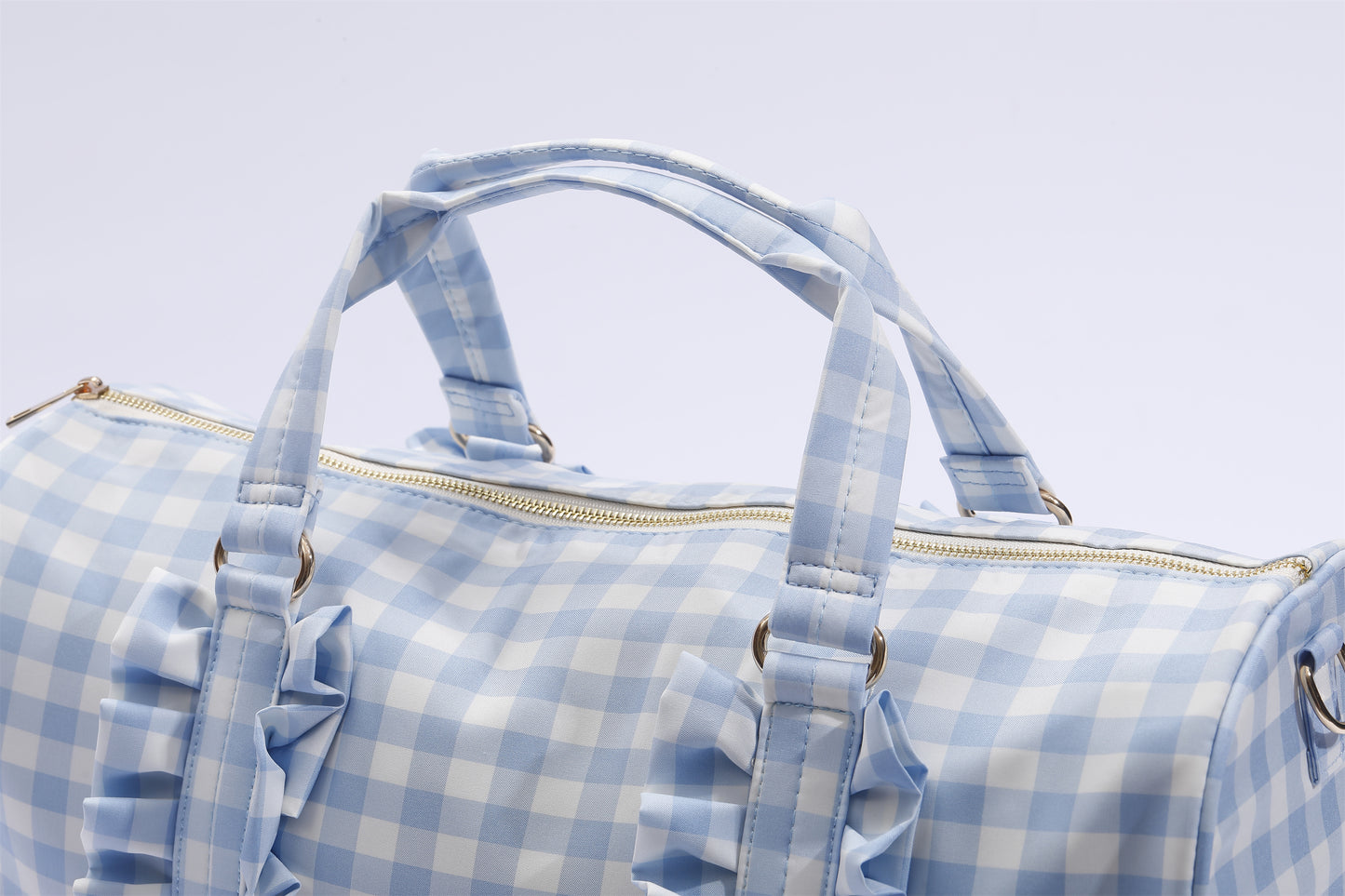 Gingham Overnight Bag Blue