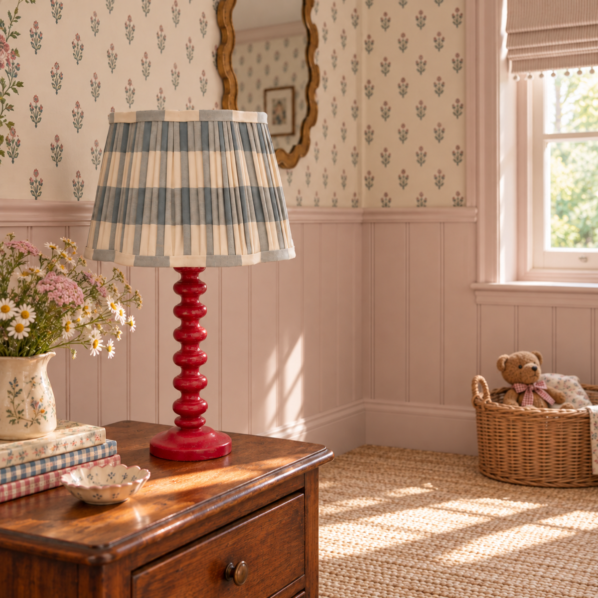 Pleated Scalloped Lampshade in Blue