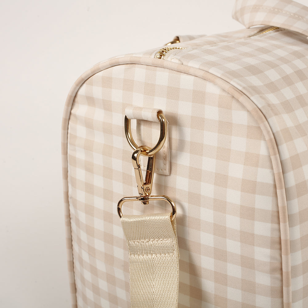 Gingham Overnight Bag Beige