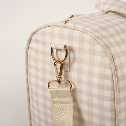 Gingham Overnight Bag Beige