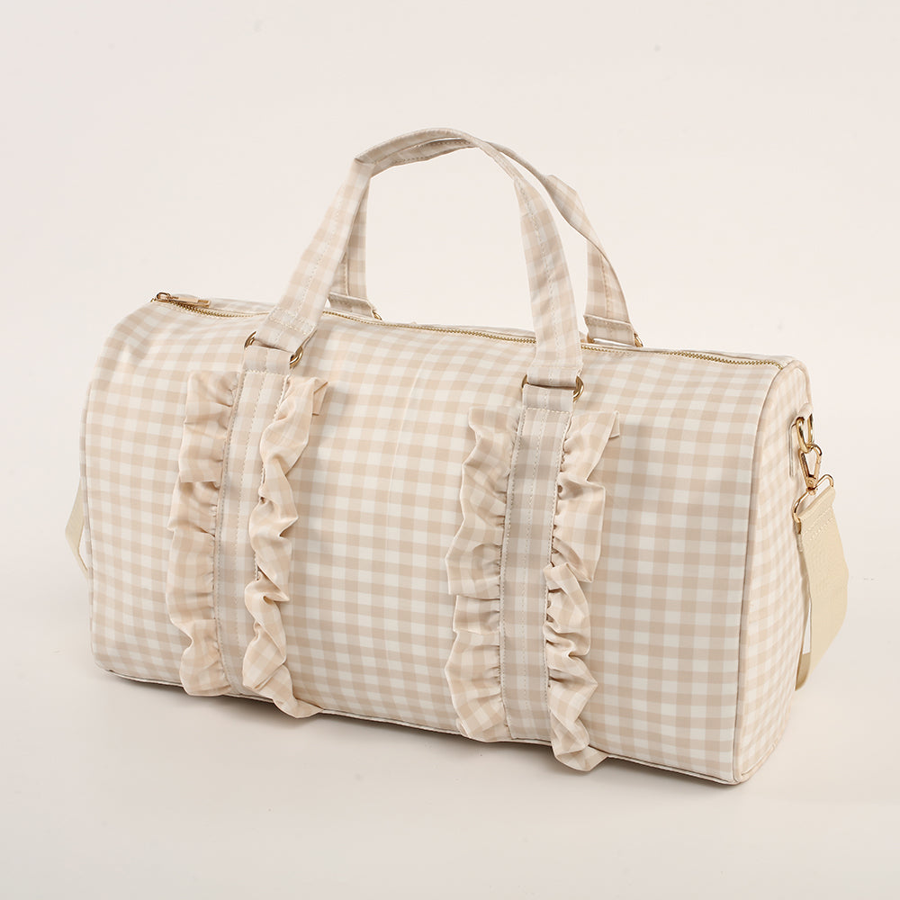 Gingham Overnight Bag Beige