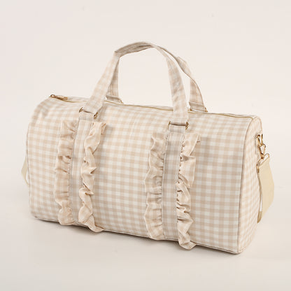 Gingham Overnight Bag Beige