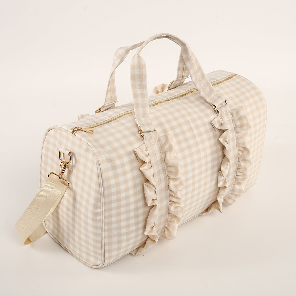 Gingham Overnight Bag Beige