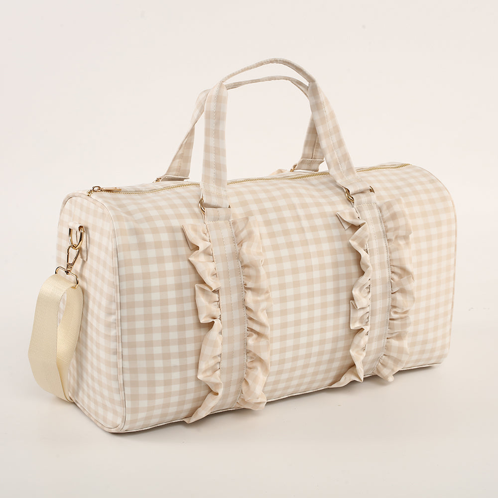 Gingham Overnight Bag Beige