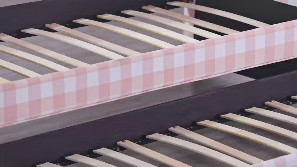 The Lochlan Trundle Bed - Wavy Pink Gingham